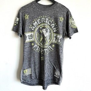 American Fighter Mens Small Training T Shirt UFC MMA Gym Workout Eagle Gray